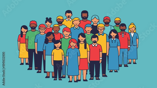 Diverse group of people illustrating community and inclusion in a simple vector design