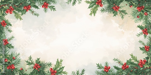 Festive watercolor frame wi...