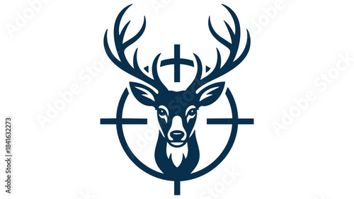 Deer head silhouette in crosshair hunting symbol vector illustration
