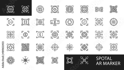 Collection of spotal augmented reality marker icons and symbols for interactive applications