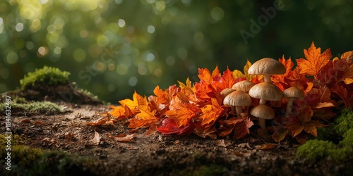 Colorful fall leaves and ne...