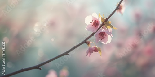 Cherry plum blossom on a tr...