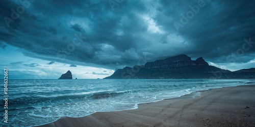 Panoramic shot of Cape Peninsula prior to storm, highlighting natural erosion processes, Cape Town, South Africa