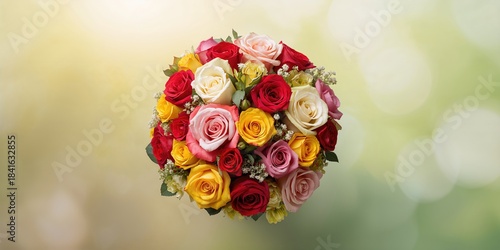 Colorful roses arranged in ...
