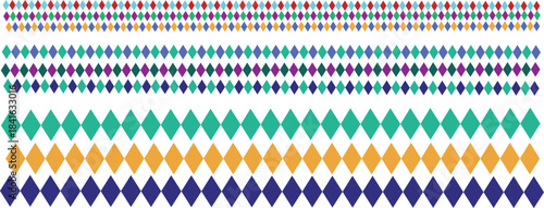 seamless harlequin pattern with colorful ribbons. Vector decorative ornamental checkered rhombus background