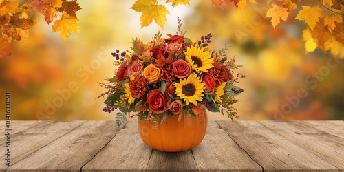 Autumn floral arrangement w...