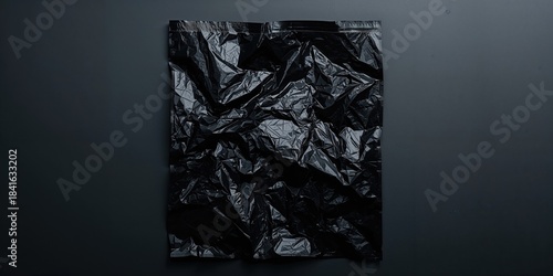 Black wrinkled plastic bag ...