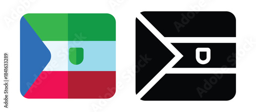 Equatorial guinea flag icon and silhouette