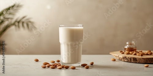Fresh organic almond milk i...