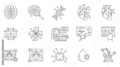 Innovative medical technology icons symbolizing advanced healthcare solutions and diagnostics for