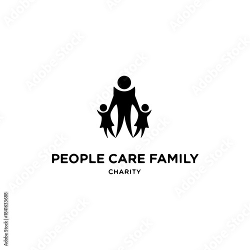 People care family charity logo representing support for families and children isolated on transparent background