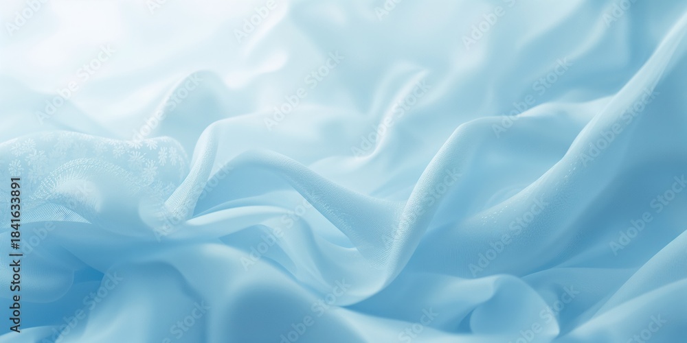 Obraz premium Soft light blue fabric with delicate folds and subtle patterns, ideal for textile design or background, World Fabric Day