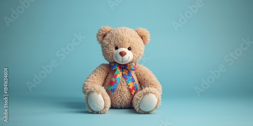Soft teddy bear adorned wit...