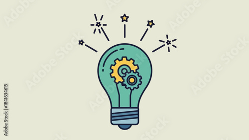 A captivating representation of innovation, ideas, and creative problem solving with gears inside