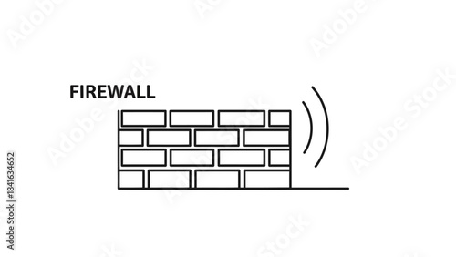 Schematic depiction illustrating the concept of a cybersecurity firewall system protection