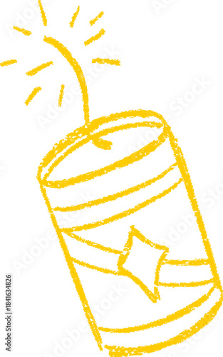 Hand-drawn firecracker in bold sketch lines. Festive cultural icon symbolizing celebration and loud energy.
