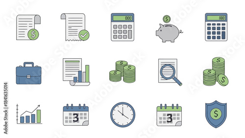 Finance and business planning conceptual illustration with financial data and tools