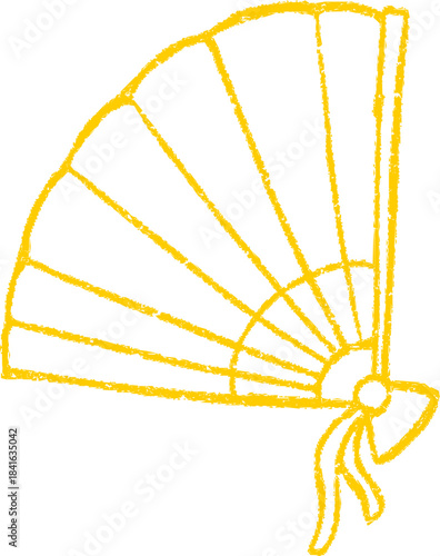 Minimal hand-drawn folding fan with curved ribs in sketch style. Elegant outline suited for cultural and festive design uses.