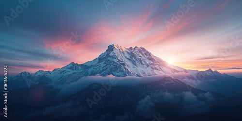 Mountain peak with snow cov...