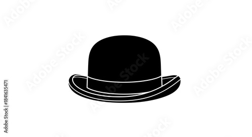 Classic black bowler hat isolated for vintage fashion or stage performance illustration