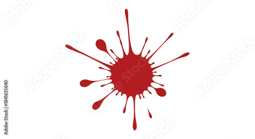 Crimson explosion vector graphic with dynamic spatter design on a blank canvas