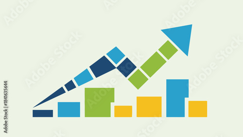 Abstract financial growth chart showcasing upward trending with colourful elements