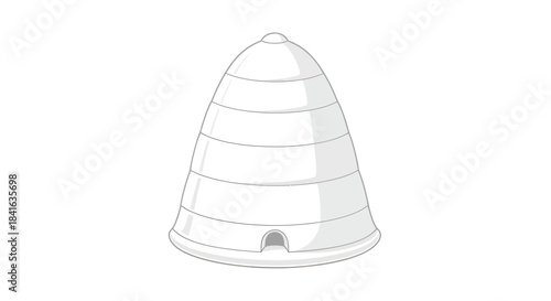 Delicate beehive illustration showing a traditional honeybee home structure concept design