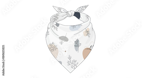 Delicate scarf with botanical motifs and serene color palette a blend of nature and elegance