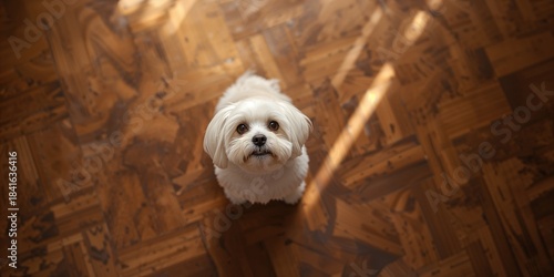 Young Maltese dog sitting o...