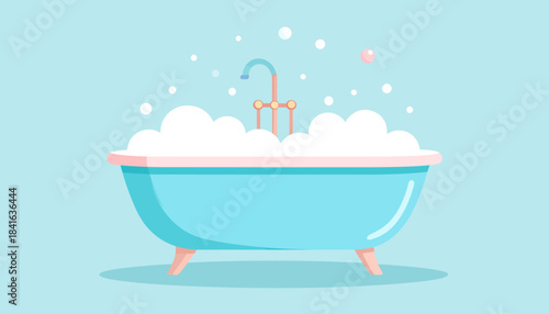 Bubbly Bathtub with Water and Soap Suds.