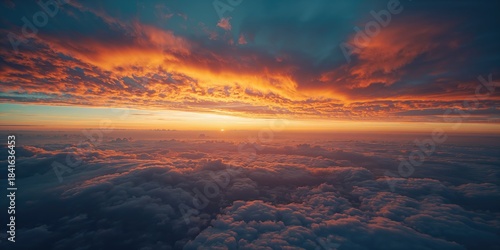 Drone shot of a sunset with...