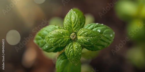 Closeup of basil plant leav...