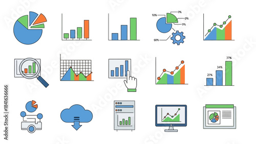 Infographic showing various data visualization techniques for business and finance reporting