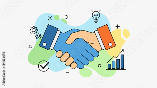 Modern partnership illustration showcasing business agreement and successful collaboration