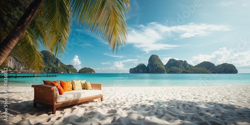 White sandy beach with a da...