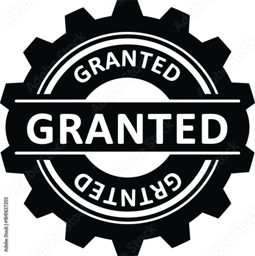 Industrial approved gear stamp logo
