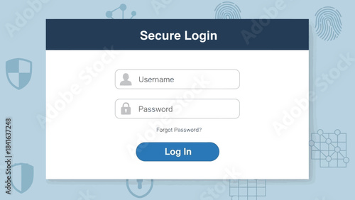 Depiction of a secure login interface emphasizing digital security measures and user