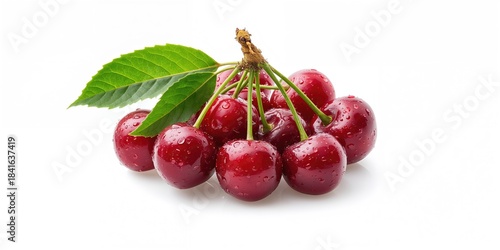 Fresh ripe cherry with leav...