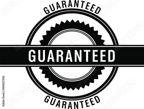 Black and white guaranteed seal badge