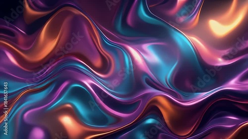 Vibrant Iridescent Liquid Metal Flowing Background Animation.