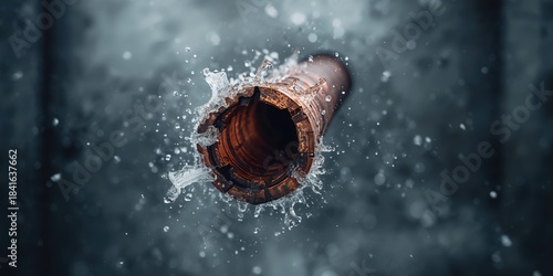 Burst copper pipes from the...