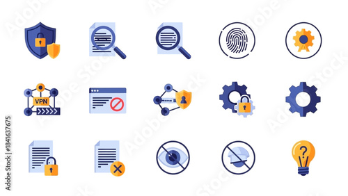 Collection of security and privacy icons for digital protection.