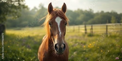 Brown horse with a focus on...