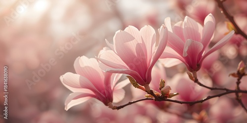 Pink magnolias in full bloo...