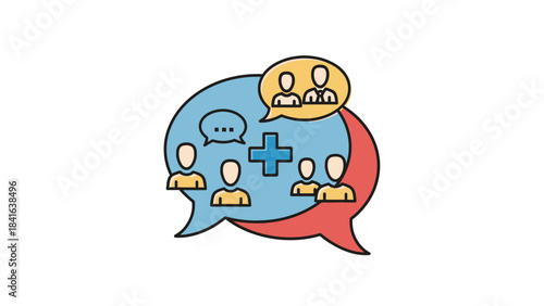 Conceptual graphic of communication, brainstorming, teamwork and partnership ideas in business