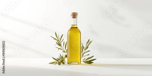 Olive oil bottle alongside ...