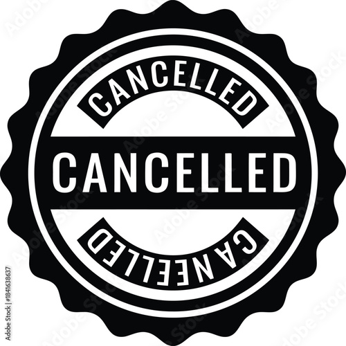 Cancelled event badge, black and white