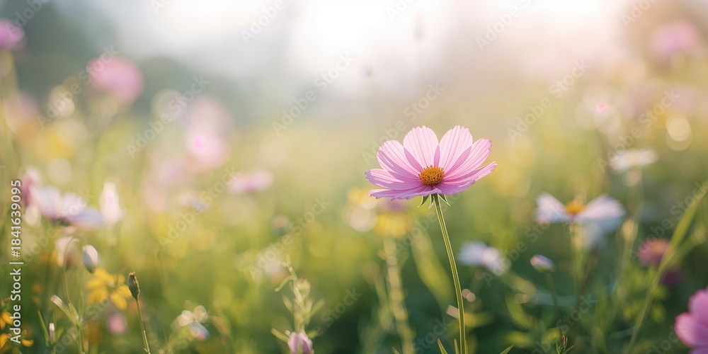 Obraz premium Tiny flower with vibrant colors, used as a decorative element in nature-themed layouts, Earth Day