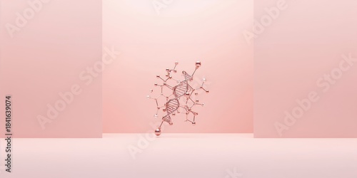 Molecule on pink background...