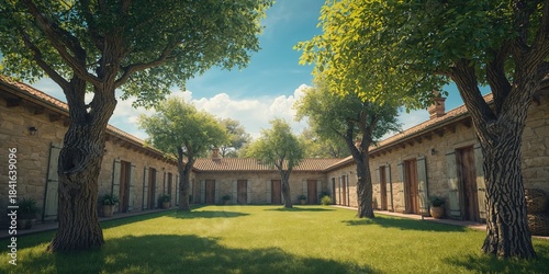Stone courtyard scene with ...